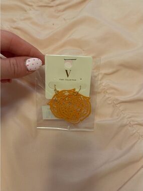 Orange Clemson tiger Filigree Drop Earrings